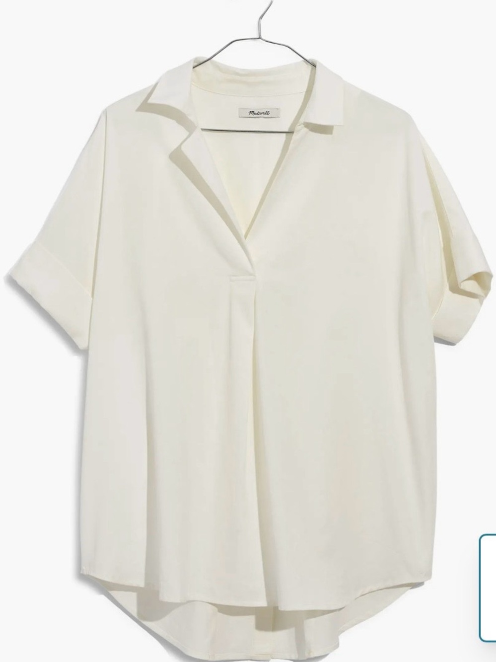 Madewell white button back shirt.